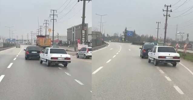 Bursa#039;da trafikte güldüren olay
